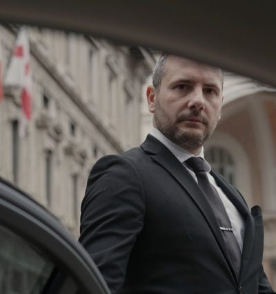 Matteo chauffeur on the streets of Milan